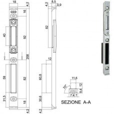 INCONTRO SERRATURE SICURTOP mm 18x208   W11692 AGB