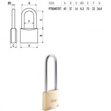 LUCCHETTO OTTONE mm 40 ARCO LUNGO        CITY ISEO