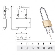 LUCCHETTO OTTONE mm 50 ARCO REGOLABILE      POTENT